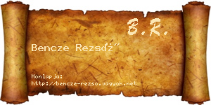 Bencze Rezső névjegykártya